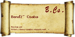 Benő Csaba névjegykártya
